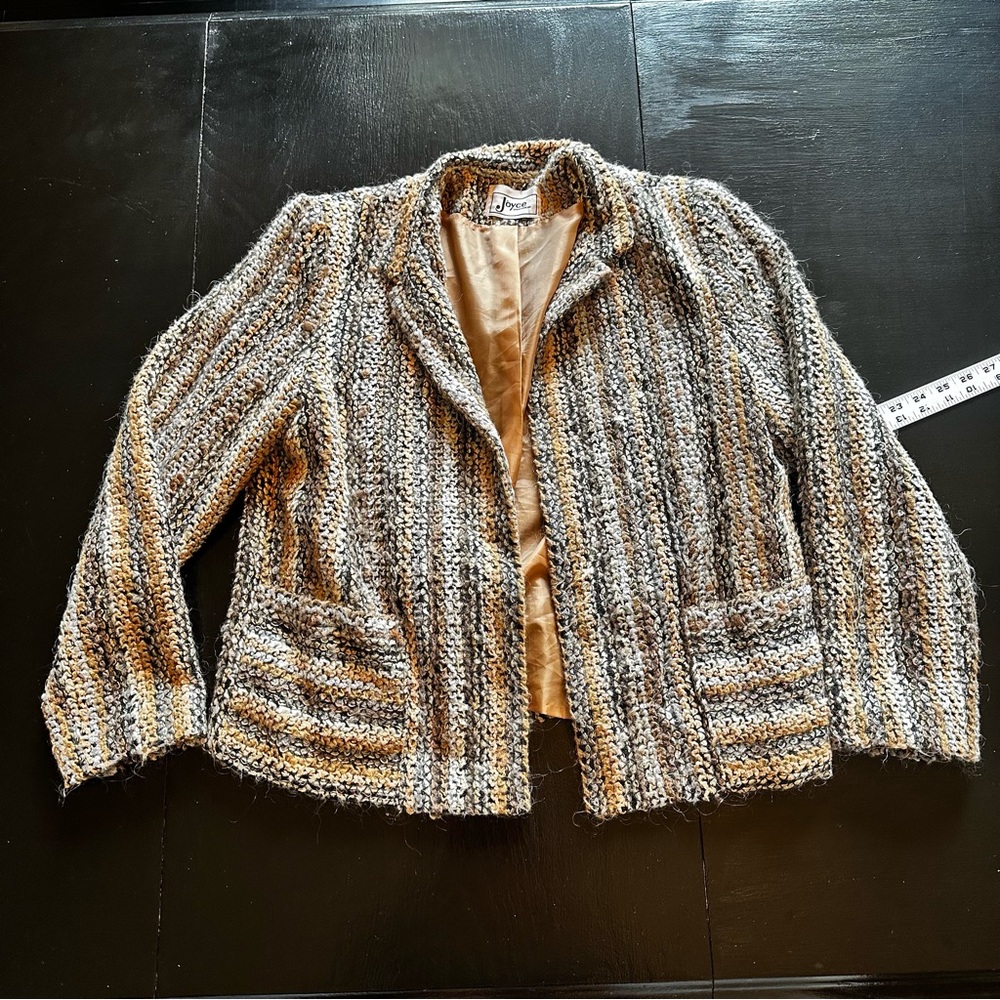 Vintage Joyce Large Blazer Knit Sweater Blazer Sportswear Grandma Chic Croquet